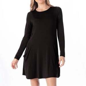 Betabrand Black Long Sleeve Jersey Travel Dress Sz.L